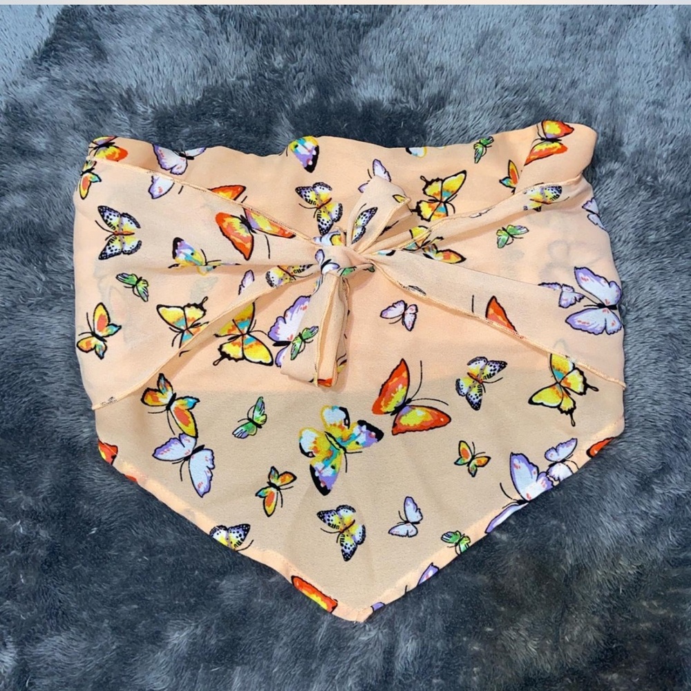 Dolls Kill Butterfly Print Crop Top - Peach